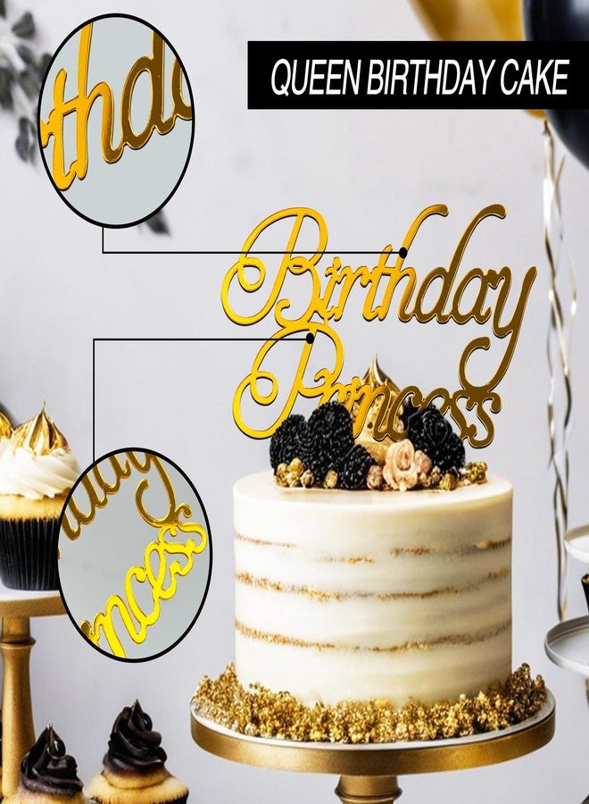 RASSLISA 24 قطعة من زينة كعكة عيد ميلاد الملكة للنساء، أسود، ذهبي، فضي، زينة كعكة الأميرة، لوازم حفلات الفتيات - Image 4